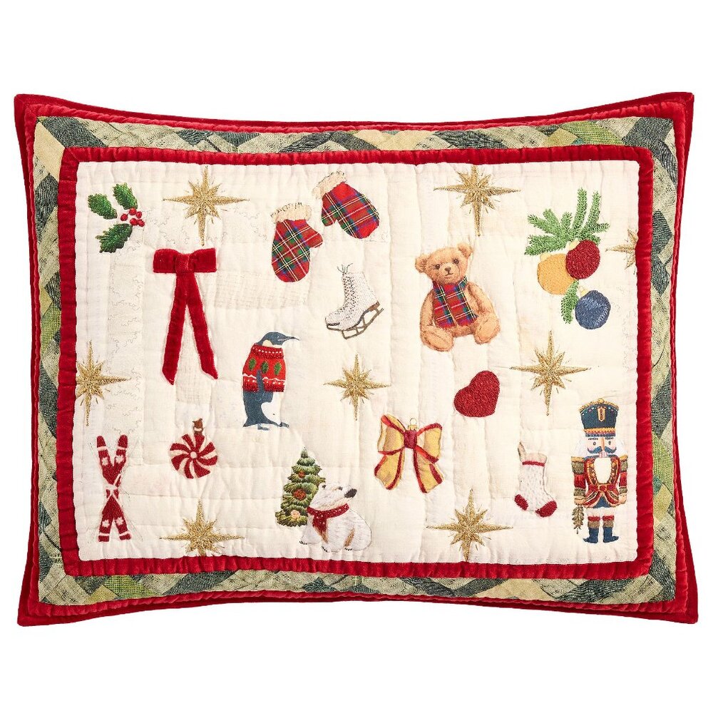 Pottery Barn Deck the Hall Christmas Tree Standard Pillow Sham Cover Reverse NWT